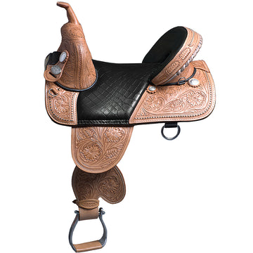 Hilason Western Horse Treeless Trail Barrel Racing American Leather Saddle